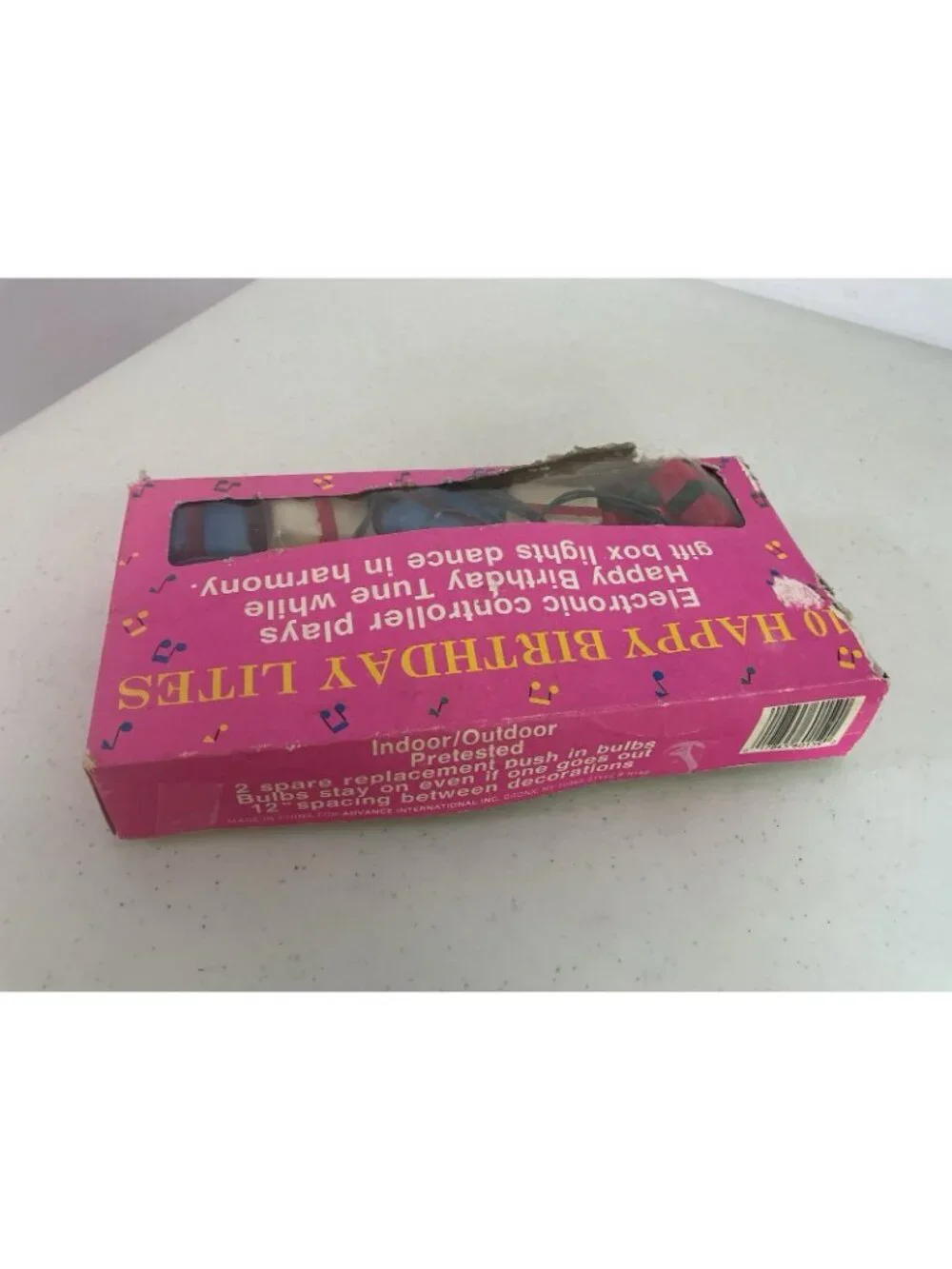 Vintage Blow Mold Happy Birthday Musical String Lights New Working